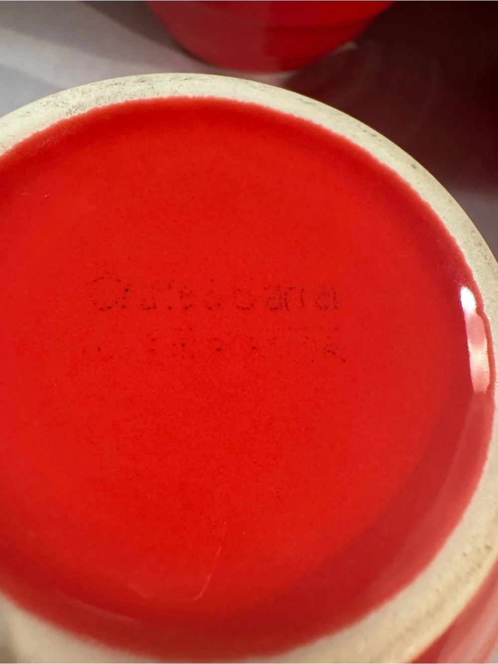Lot 4 Crate & Barrel Parker ribbed beehive nesting bowls red w/cream interior